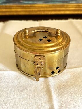Vintage Brass Trinket Box India Hinged Pierced Keepsake Box